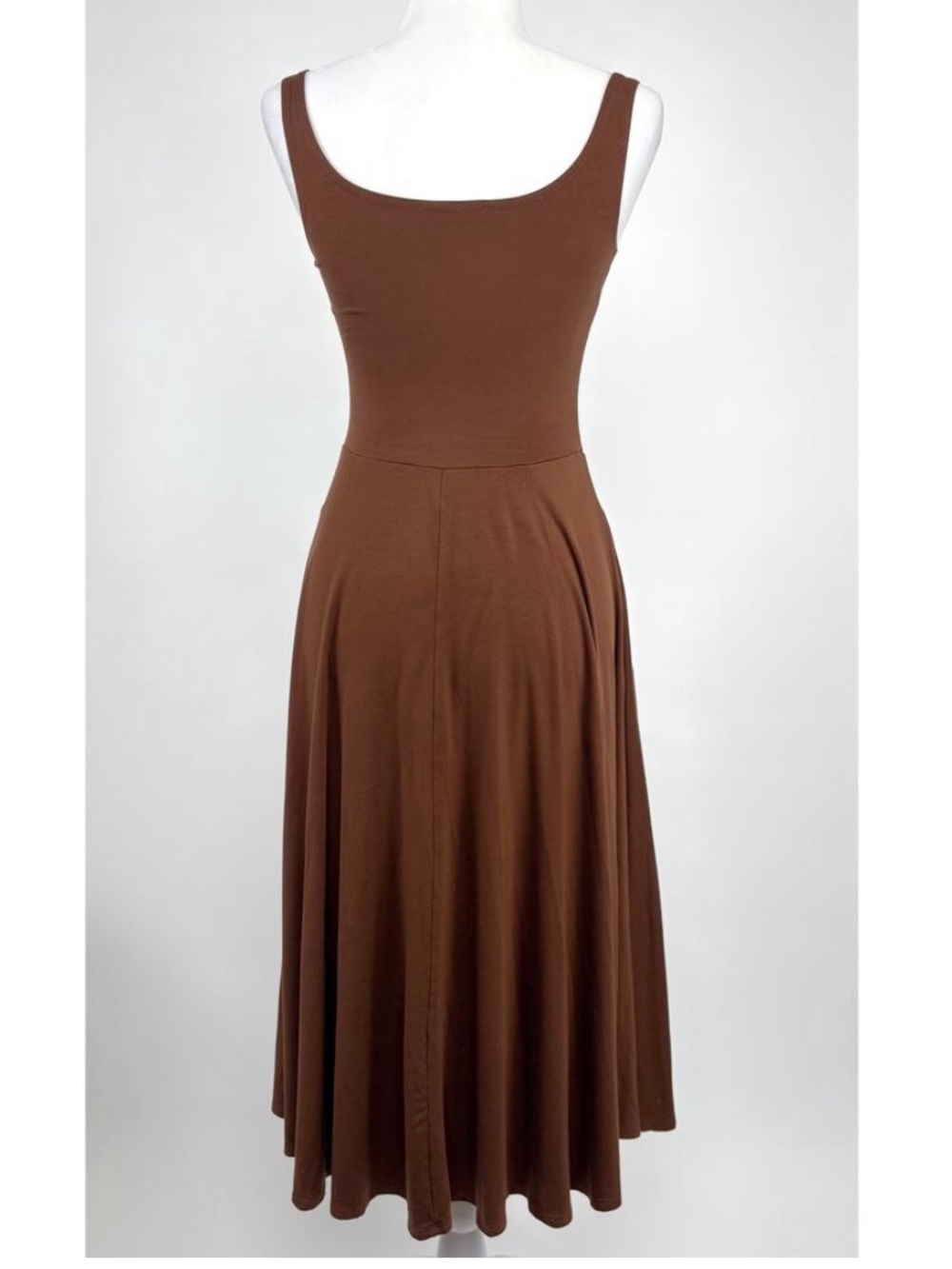 Reformation Rou Knit Dress Brown Sleeveless Fit Flare Midi Dress small - Picture 4 of 9